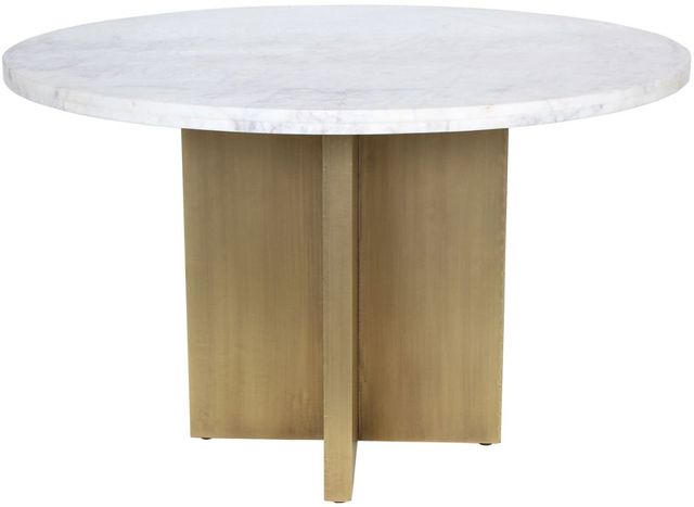 Moe's Home Collection Graze White Dining Table with Brass Base -2