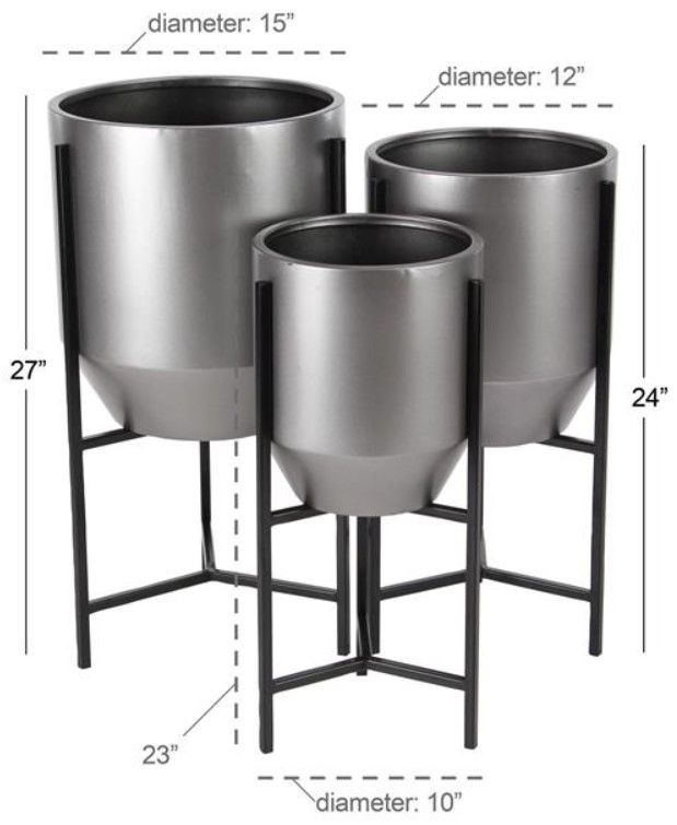Deco Marche 3-Piece Silver Planter Set-2