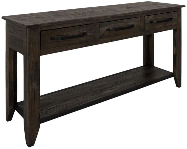 International Furniture Direct Teak Stained Dark Sofa Table-0