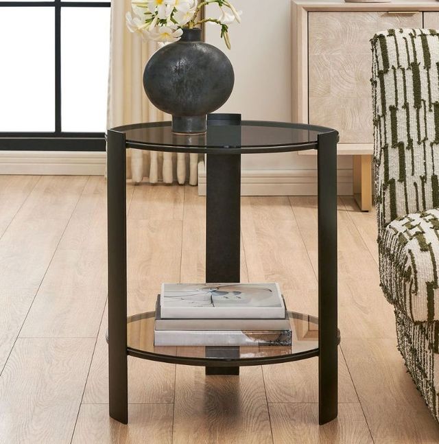 Uttermost® Hanson Bronze and Dark Glass Side Table-1