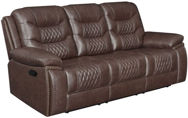 Coaster® Flamenco Brown Tufted Upholstered Motion Sofa-0