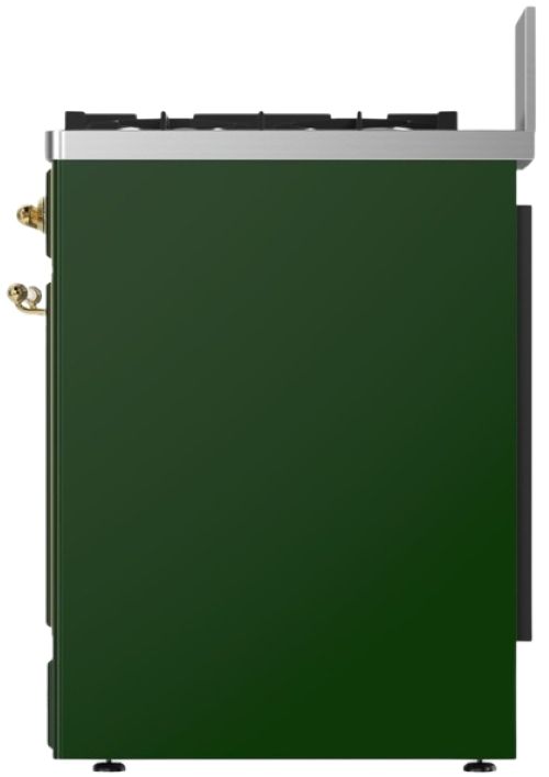 Ilve® Majestic III 30" Emerald Green Pro Style Dual Fuel Liquid Propane Range with 5 Black Brass Burners and Brass Trim-2