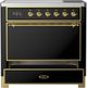 Ilve® Majestic III 36" Glossy Black Pro Style Induction Range with Solid Door and Brass Trim-3