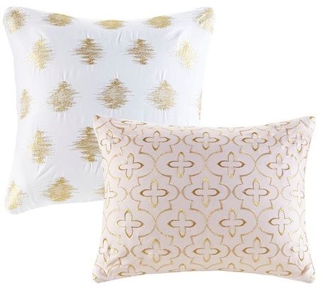 Olliix by Intelligent Design Rebecca Blush and Gold King/California King Metallic Printed Comforter Set-2