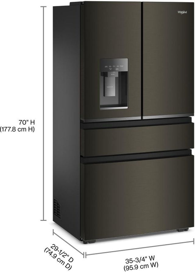 Whirlpool® 36" 22 Cu. Ft. Black Stainless Finish Counter Depth French Door Refrigerator with Nugget Ice-4
