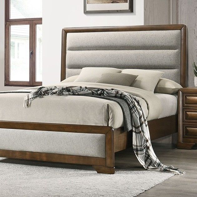 Furniture of America® Caerwys 4-Piece Brown/Light Gray Queen Bedroom Set-1