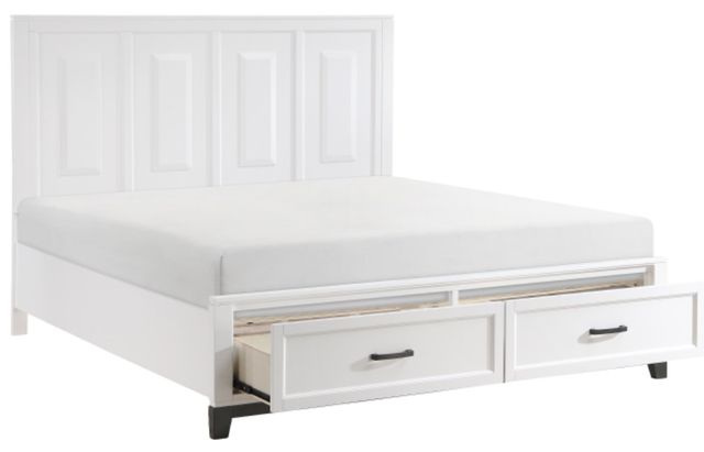 Mazin Furniture Garretson White Eastern King Platform Bed with Footboard Storage-3