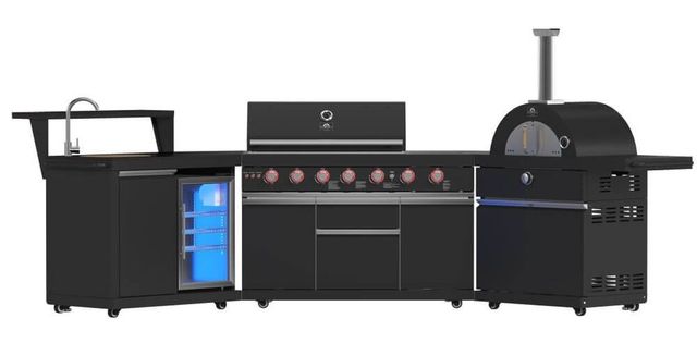 FORNO® Alta Qualita 4 Burner 145" Black Outdoor Kitchen Kit-3