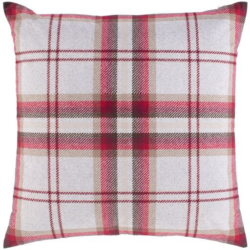 Surya Benji Burgandy 20"x20" Toss Pillow with Down Insert-1
