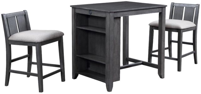 New Classic® Home Furnishings Heston 3-Piece Gray Storage Counter Dining Set-0