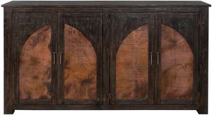 front view of the International Furniture Direct Blackburn Black/Copper Console