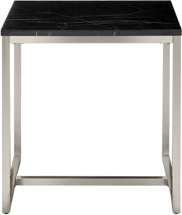 Magnussen Home® Kira Black Marble Square End Table with Brushed Nickel Base-1
