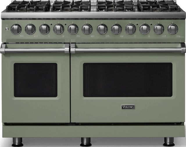 Viking® 5 Series 48" Eucalyptus Pro Style Dual Fuel (LP) Range with Polished Chrome Trim-0