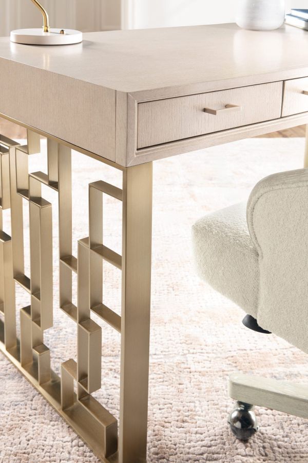 Hooker® Furniture Marlowe Polished Limestone/Radiance Writing Desk-2