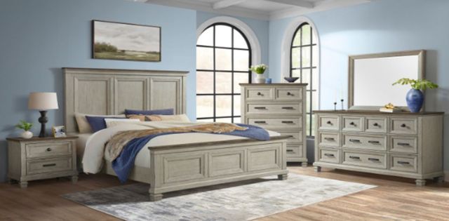 Elements International Farmington Medium Brown/Washed Stone Queen Panel Bed-2