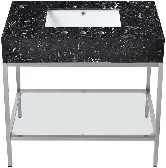 Meridian Furniture Marmo Black/Brushed Chrome 36" Bathroom Vanity-1