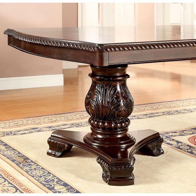 Furniture of America® Bellagio 9-Piece Brown Cherry Leather Dining Table Set-3