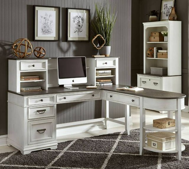 Liberty Furniture Allyson Park Charcoal/Wirebrushed White Optional L-Shaped Desk-1