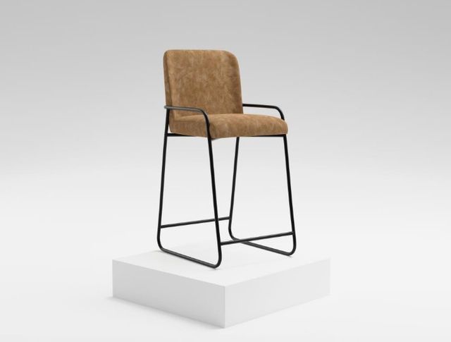 International Furniture Direct Seating Blacksmithing Matte Black/Brown 30" Bar Stool-1