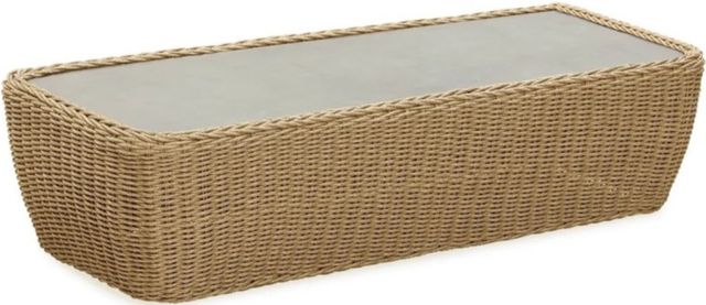 LH Home Siesta Natural Wicker Outdoor Coffee Table with Faux Cement Top-0