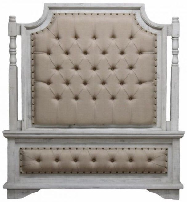 Million Dollar Rustic Sam Cream/Nero White Queen Padded Panel Bed-0