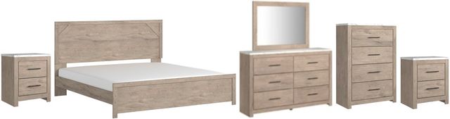 Signature Design by Ashley® Senniberg 6-Piece Light Brown/White King Panel Bed Set-0