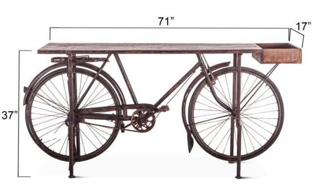Home Trends & Design Industrial Teak Natural Patina/Walnut Console Table-3