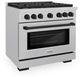 ZLINE Autograph Edition 36" Satin Stainless Steel Pro Style Gas Range with 6 Burner Cooktop and Matte Black Accents-3