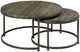 Hammary® Leone Weathered Barn Round Nesting Cocktail Table Set with Antique Brass Base-0