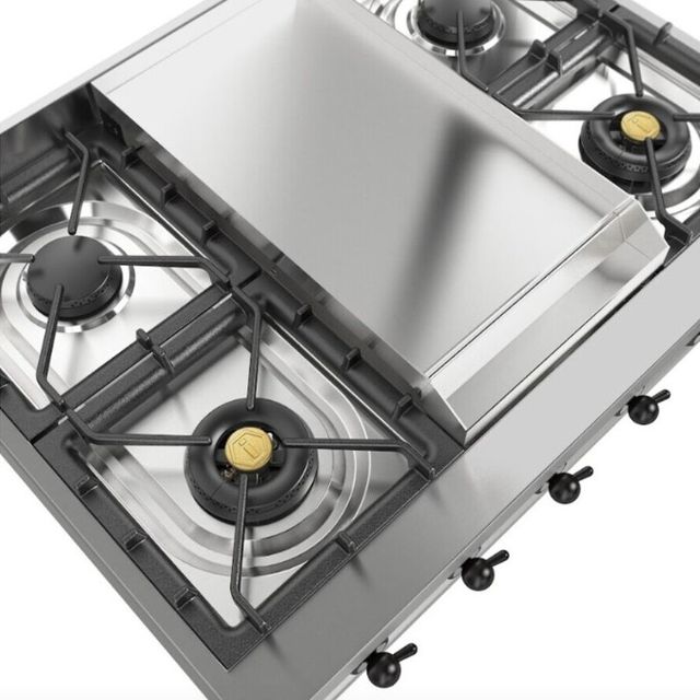 Ilve Nostalgie II 36” Stainless Steel Gas Rangetop with 6 Burners, Griddle and Burnished Trim-4