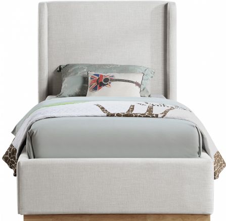 Meridian Furniture Flynn Cream Youth Twin Upholstered Panel Bed-1