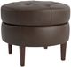 Bassett® Furniture Customizable Delway 25" Round Tufted Leather Ottoman-0