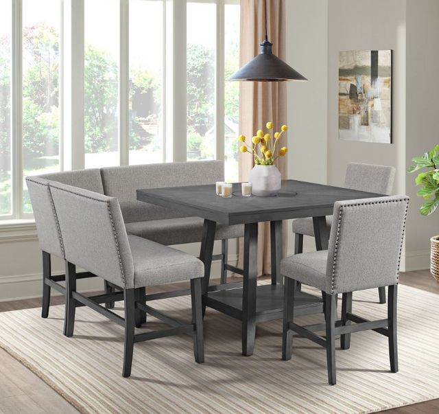 Elements International Seneca 3-Piece Gray Counter Corner Bench Set-2