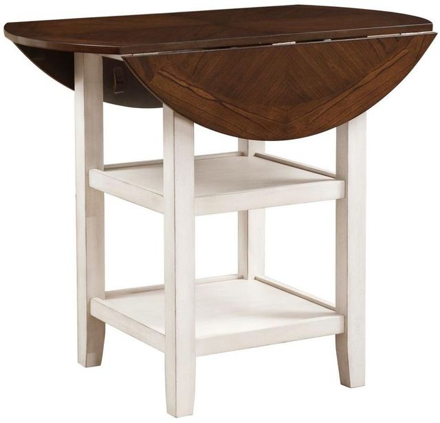 Homelegance® Kiwi Whitewash Counter Height Drop Leaf Table with Dark Cherry Top -2