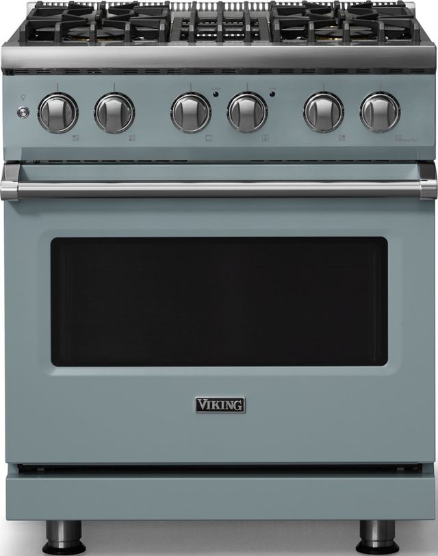 Viking® 5 Series 30" November Sky Pro Style Dual Fuel (NG) Range with Polished Chrome Trim-0