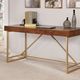 Furniture of America® Halstein Light Walnut/Gold Writing Desk-1