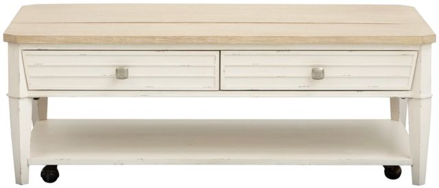 Magnussen Home® Echo Isles Driftwood and Sea Pearl Lift Top Storage Cocktail Table with Casters-2