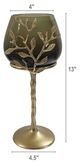 A & B Home Capri Gold Small Aluminum Leaf Glass Candle Holder-1