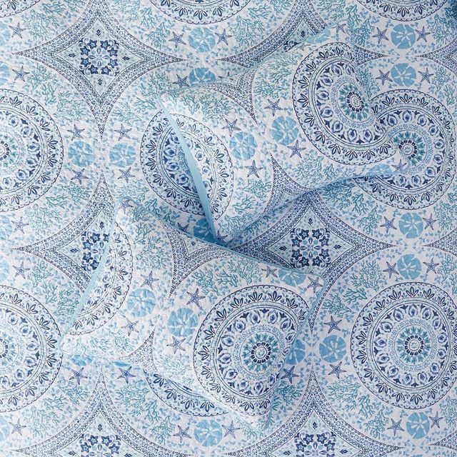 Olliix by 510 Design Breeze 3 Piece Printed Cotton Filled Blue Full/Queen Coverlet Set-3