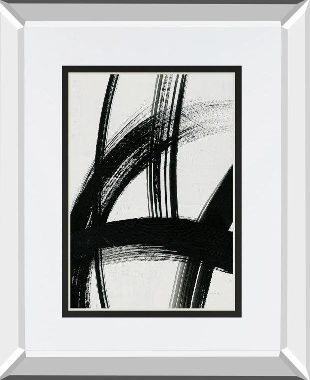 Classy Art Black/White Spontaneous II By Farida Zaman Mirror Framed Wall Art-1