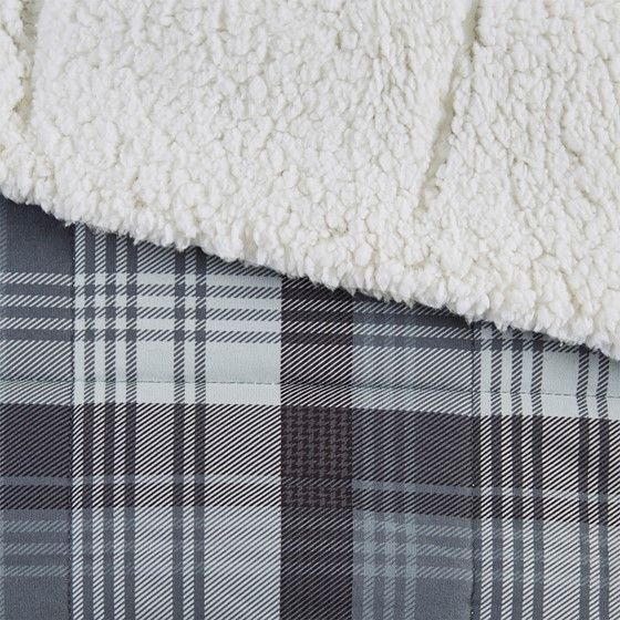 Olliix by Woolrich Tasha Grey Oversized Softspun Down Alternative Throw-1