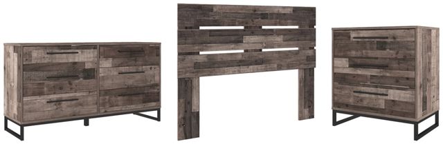 Signature Design by Ashley® Neilsville 3-Piece Multi Gray Queen Panel Headboard Bedroom Set-0
