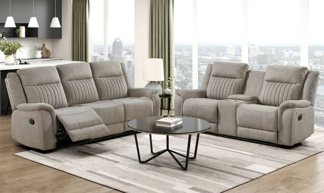 Homelegance® Dean Dove Double Manual Reclining Loveseat with Center Console-1