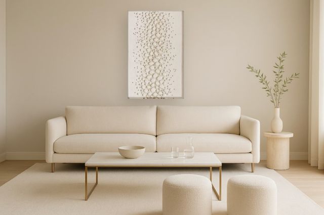 Classy Living Organic Textured Ivory Bubble Cascade Wall Art-1