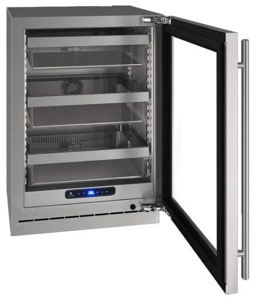 U-Line® Stainless Steel 24" Reversible Hinge Undercounter Refrigerator-2