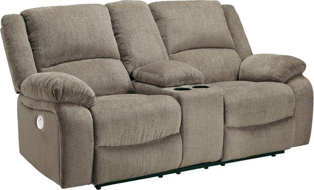 Signature Design by Ashley® Draycoll Pewter Double Power Reclining Loveseat with Console-0