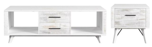 Elements International Rogen 2-Piece Rustic White Occasional Table Set-0