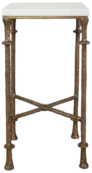 Uttermost® Penelope Antique Brass/White Marble Accent Table-2
