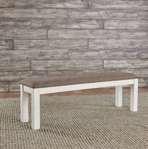 Liberty Furniture Brook Bay Gray/Textured White Upholstered Dining Bench-1