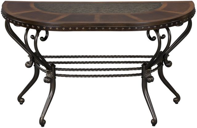 Mazin Furniture Jenkins Dark Cherry Sofa Table with Tobacco Metal Base -1